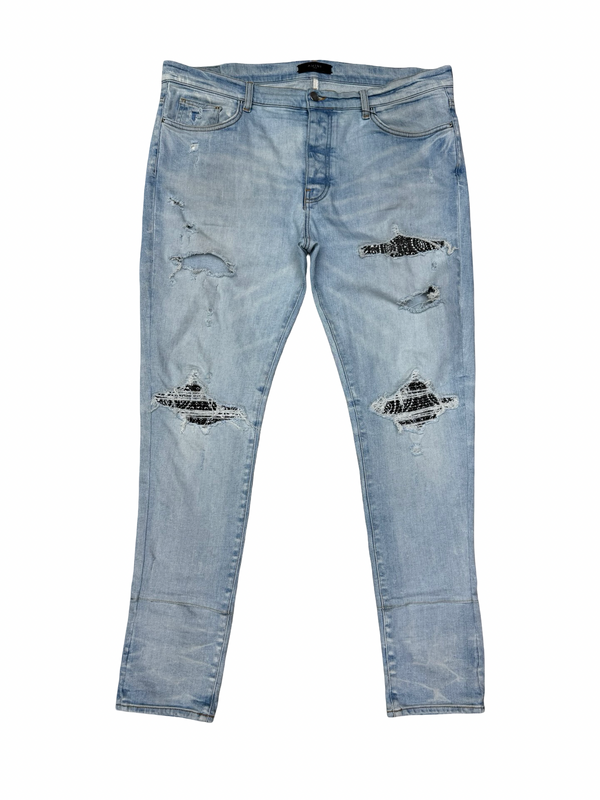 Amiri MX1 Bandana Patch Jeans Blue