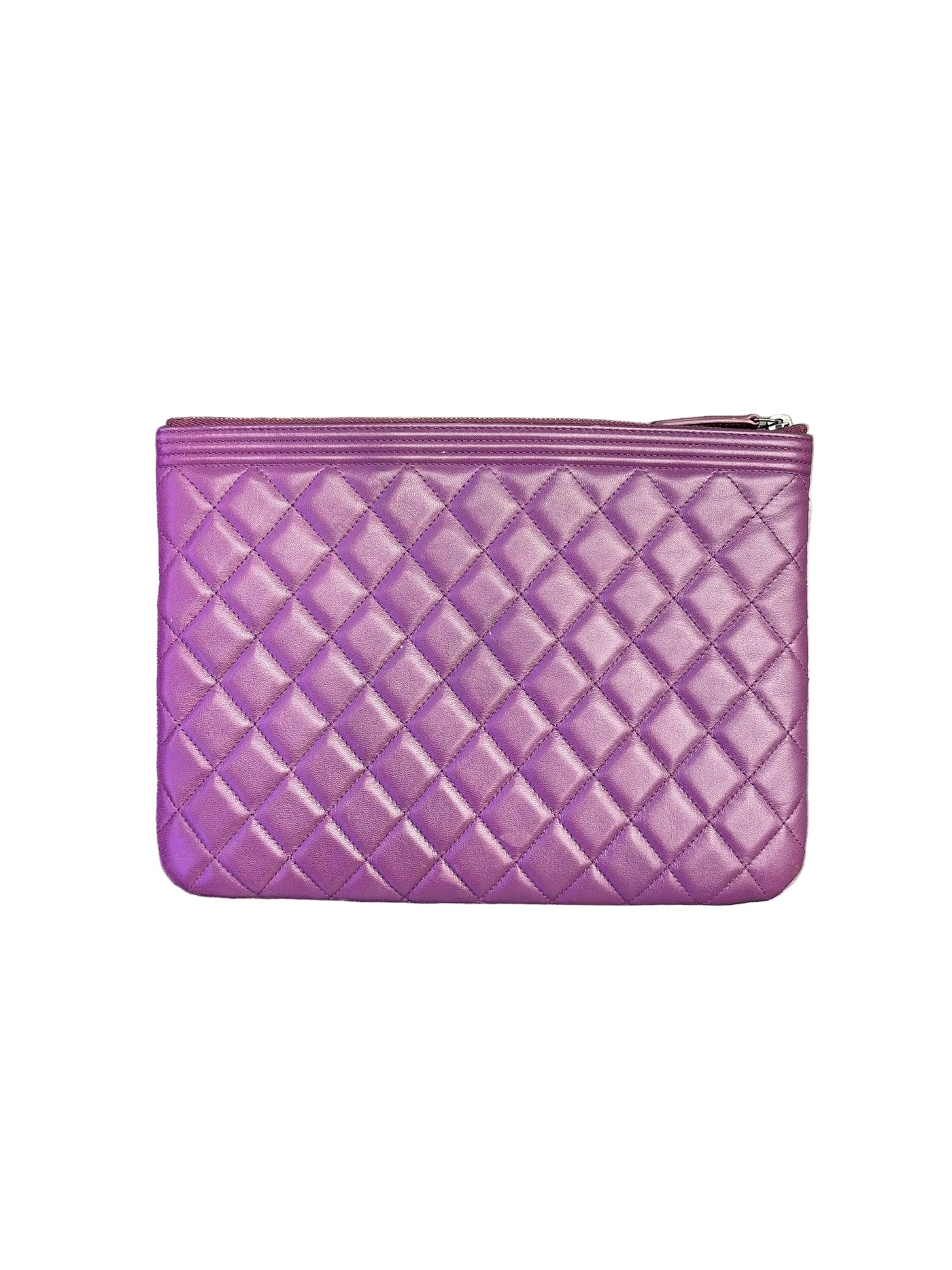 Chanel Medium Quilted Boy O-Case Clutch Purple