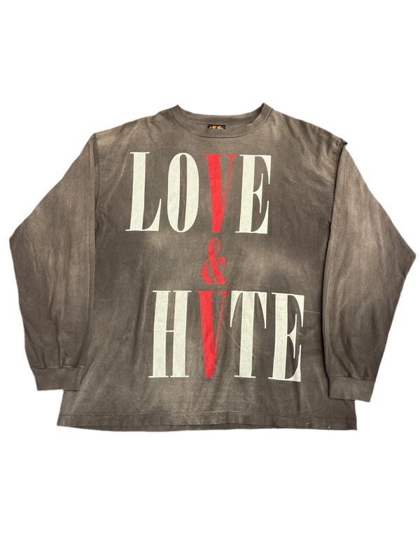 Saint Mxxxxxx x VLONE Love & Hate L/S T-Shirt Brown