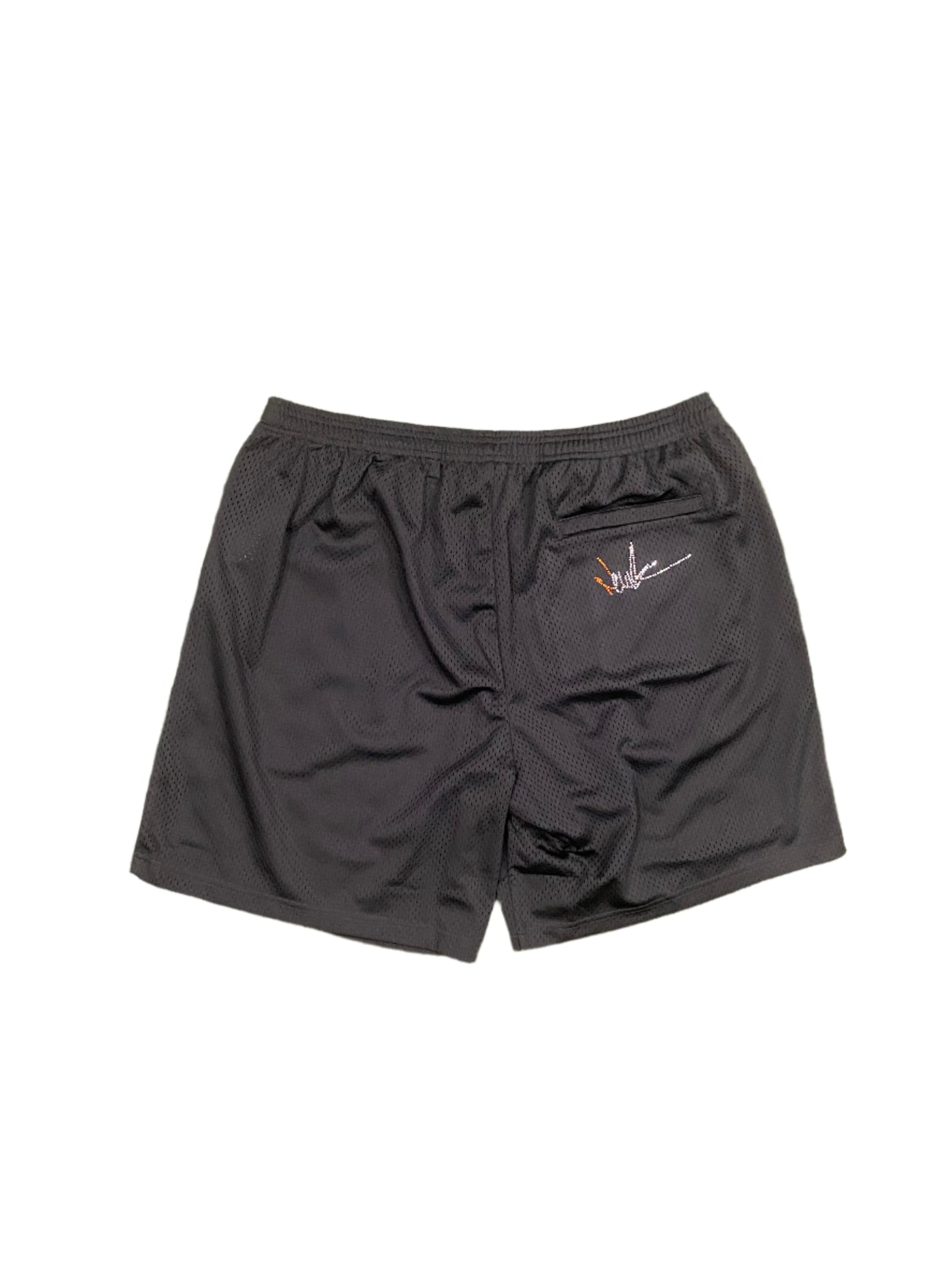 NewYrrk Black Basketball Shorts Side Logo w/ White Orange Crystal
