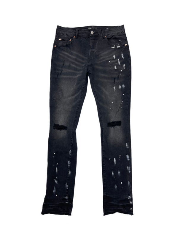 Purple Brand Resin Knee Slit Skinny Jeans Black