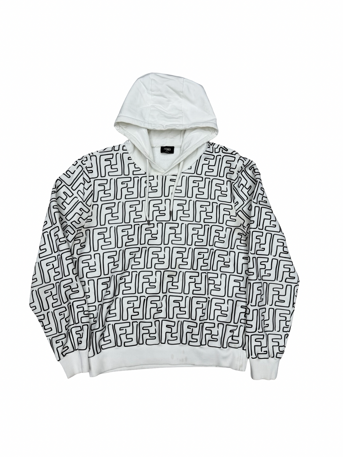 Fendi Double F Print White Black Hoodie