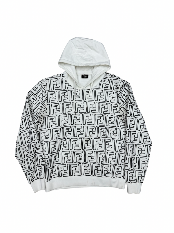 Fendi Double F Print White Black Hoodie