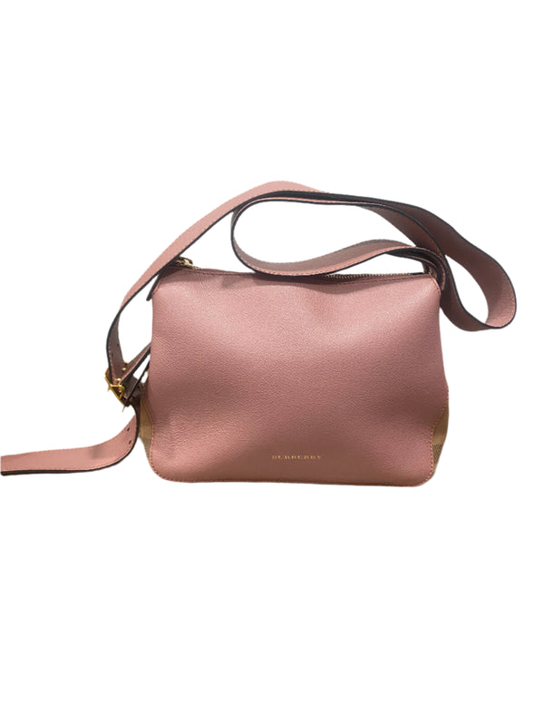 Burberry Helmsley House Check & Leather Cross Body Bag Dusty Pink