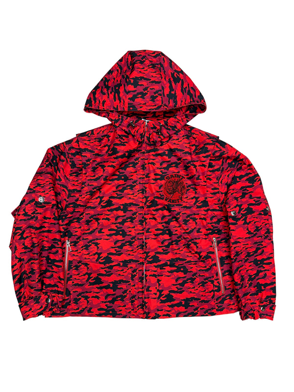 Saint Vanity Nylon Hooded Jacket Red Tiger Camo
