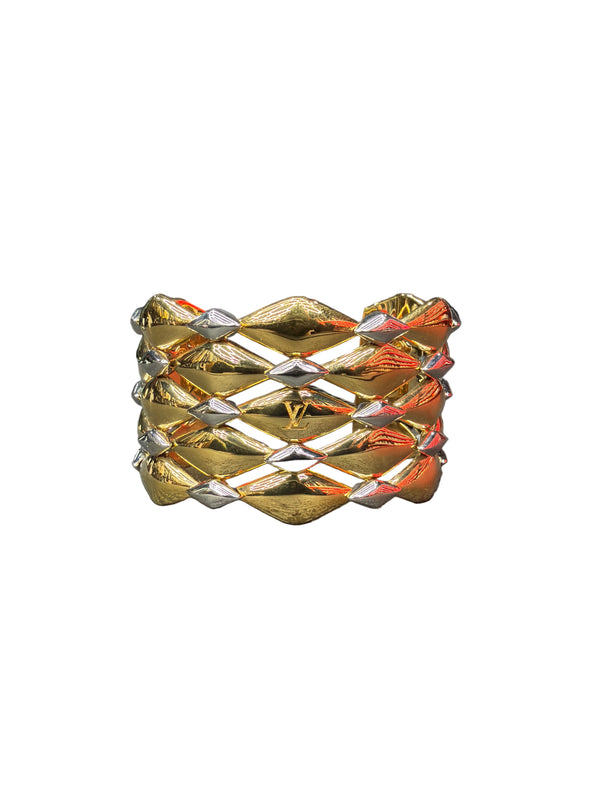 LV Malletage Cuff Bracelet Gold Silver
