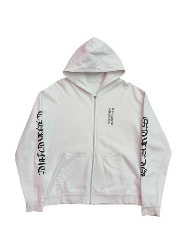 Chrome Hearts Vertical Logo Zip-Up Hoodie White
