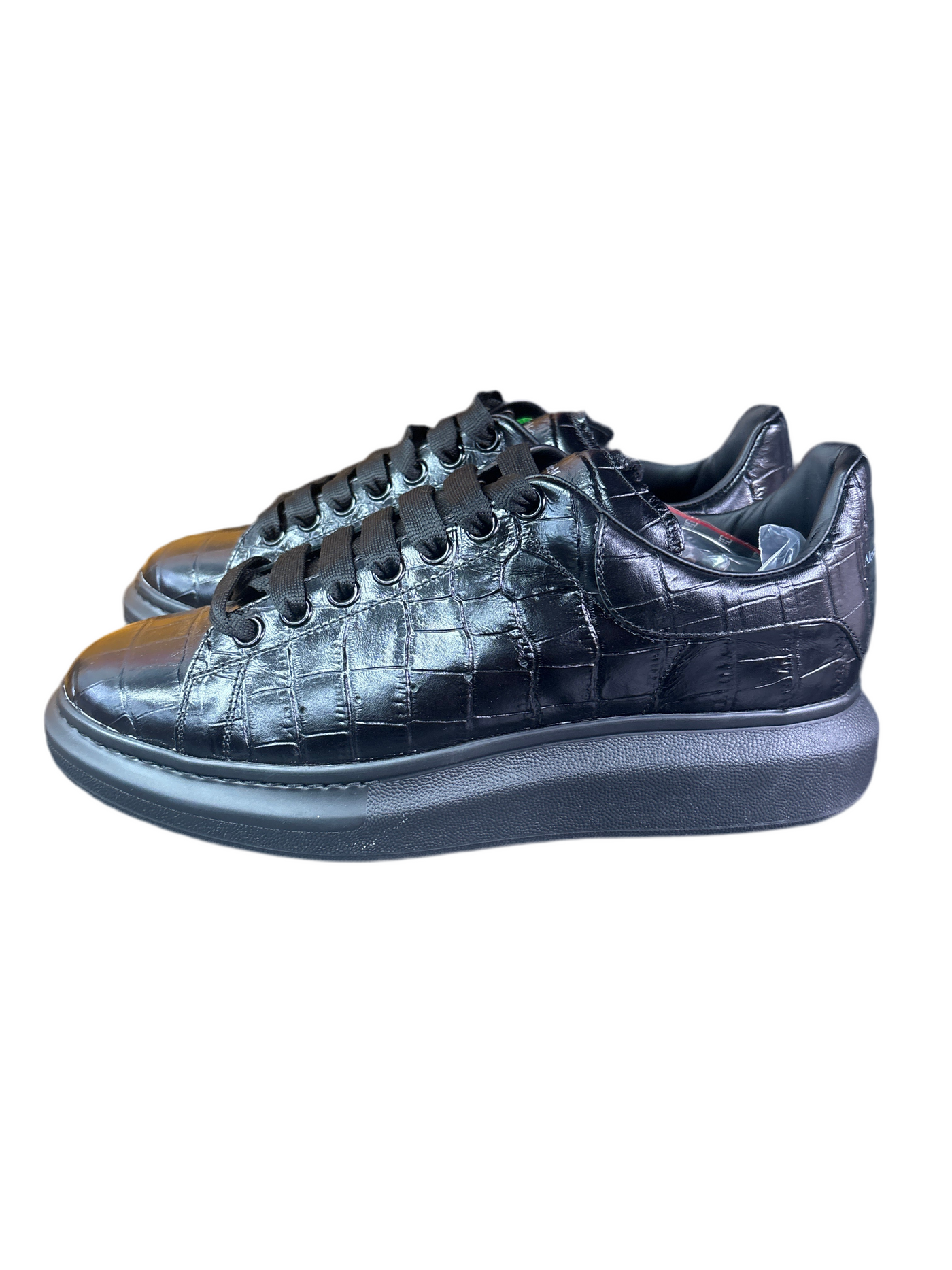 McQueen Platform Croc Embossed Leather Sneakers