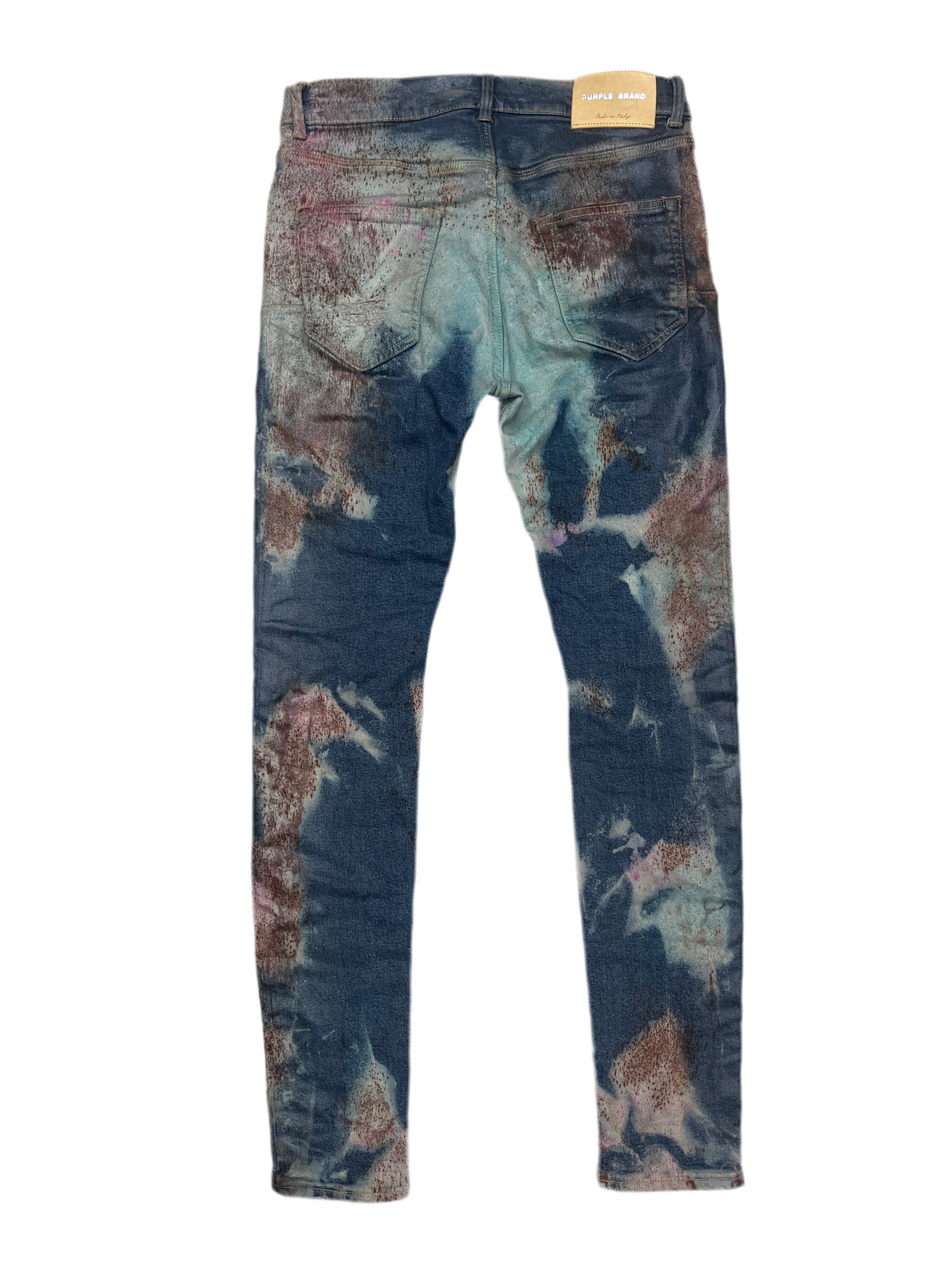 Purple Brand Spray Pattern Bleached Slim Fit Jeans