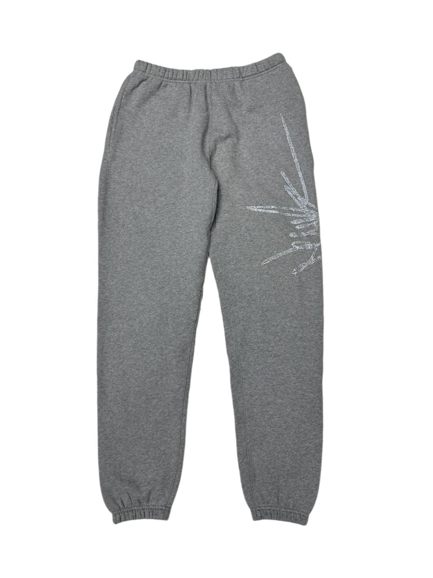 NewYrrk Gray Sweatpants Side Logo w/ White Crystals