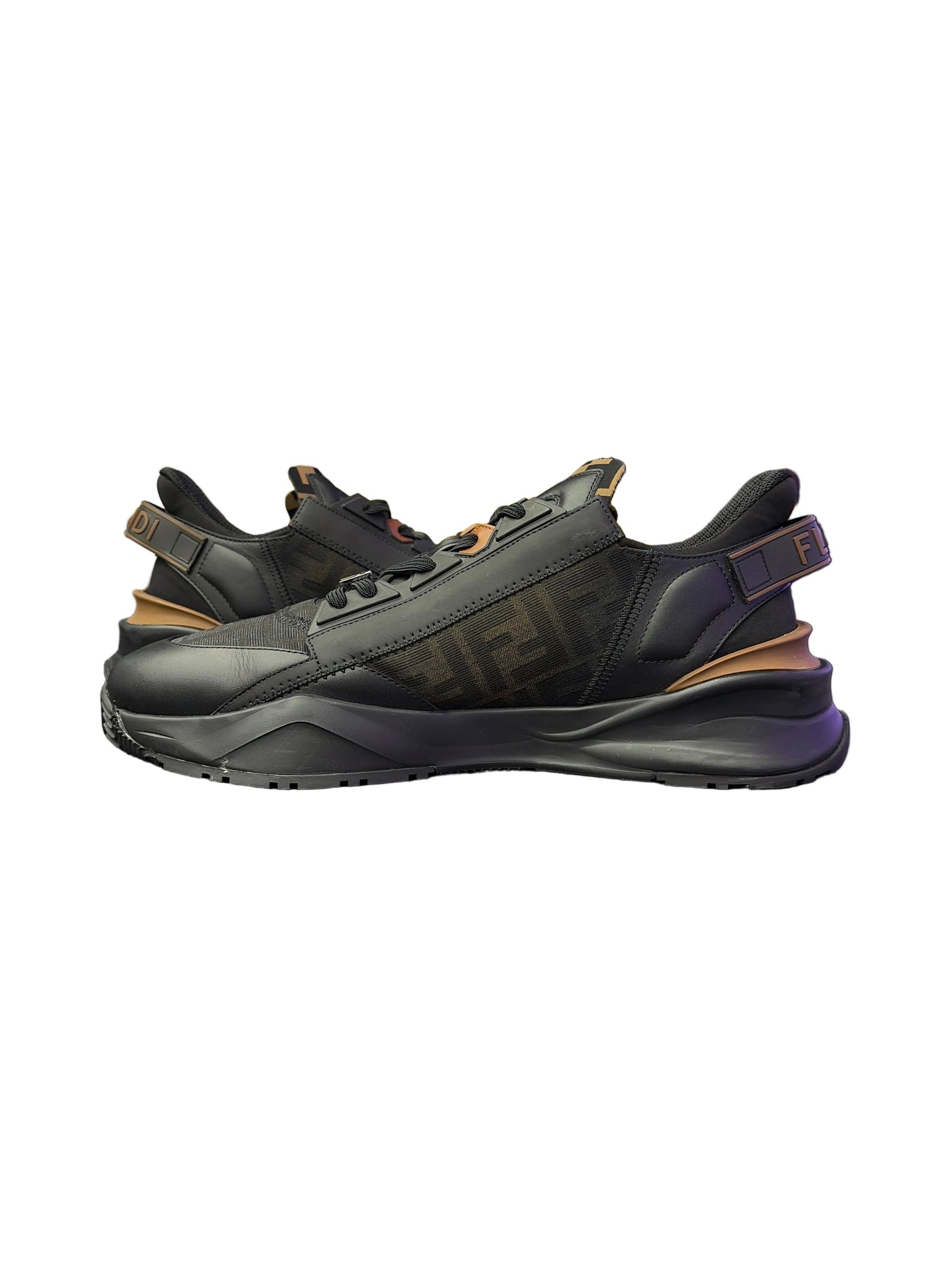 Fendi Flow FF Jacquard Low Top Trainer Black Brown
