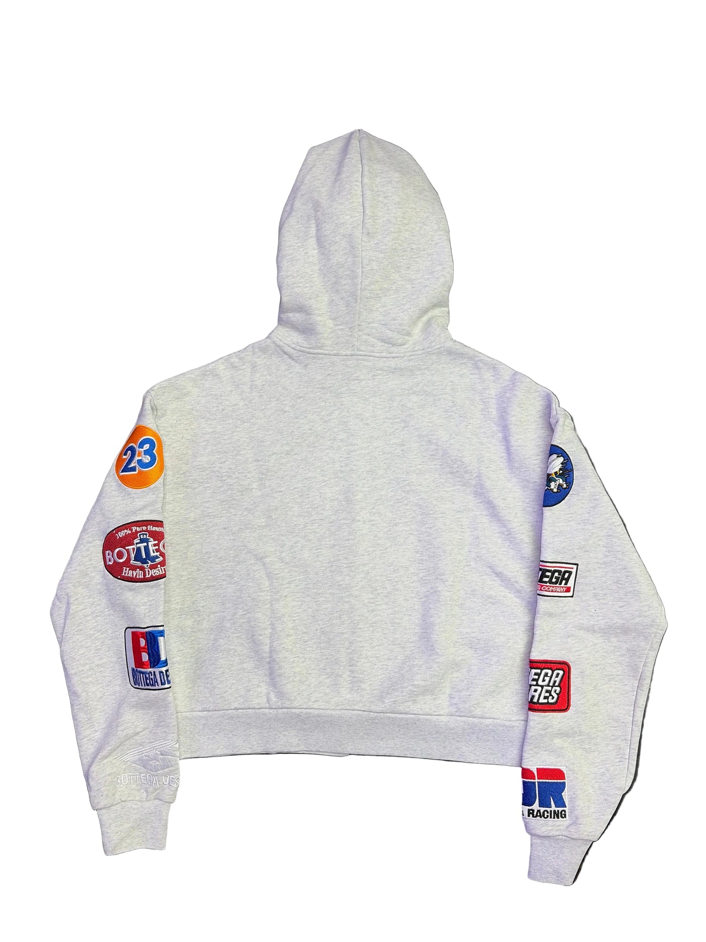 Bottega Desires Patches Zip-Up Hoodie Grey