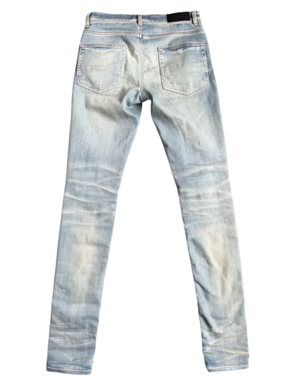 Amiri Clay Indigo Leopard Patch Thrashers Jeans