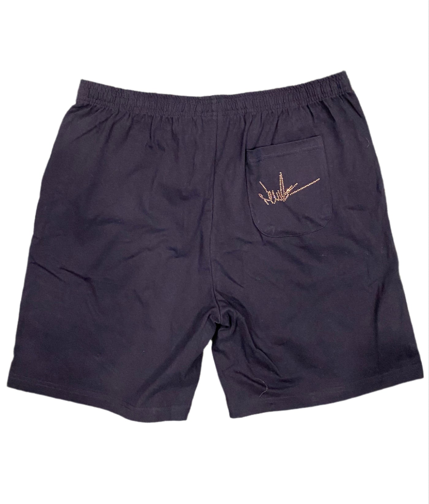 NewYrrk Black Cotton Shorts Side Logo w/ Gold Crystal