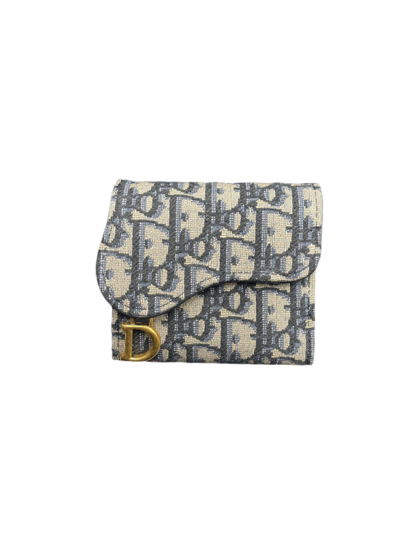 Dior Saddle Lotus Wallet Blue Oblique Jacquard