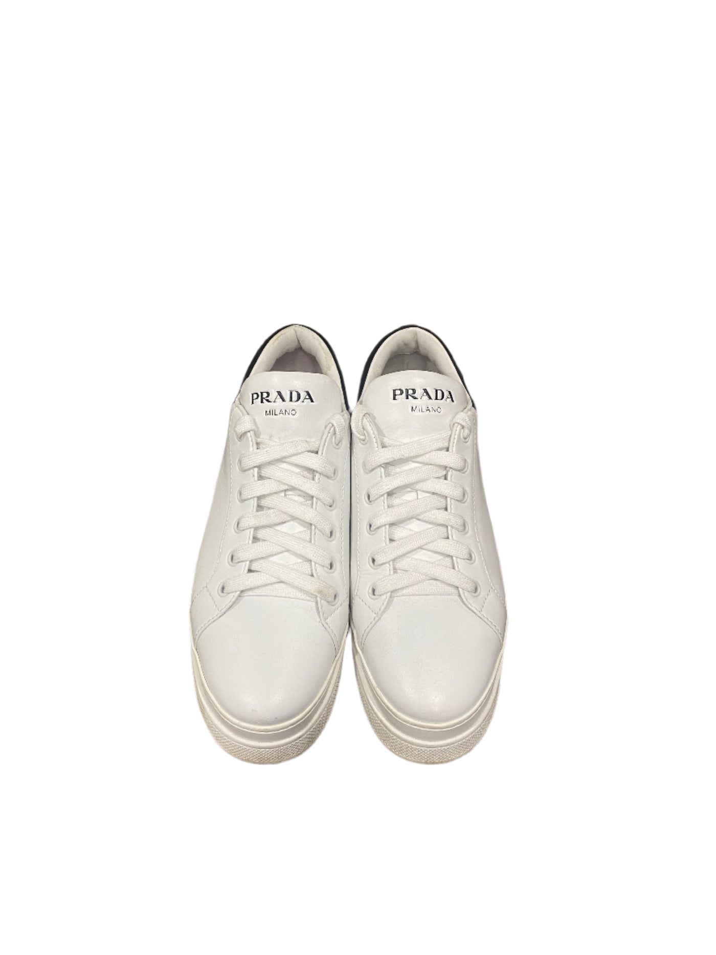 Prada Leather Trainers Blanco Nero