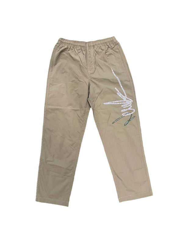 NewYrrk Green Parachute Pants Logo w/ White Green Crystal