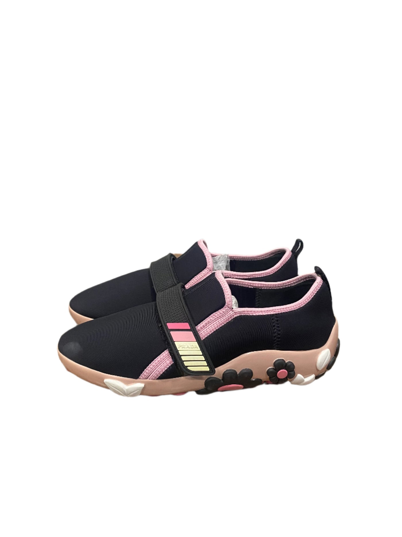 WMNS Prada Neoprene Flower Sneakers Navy Pink