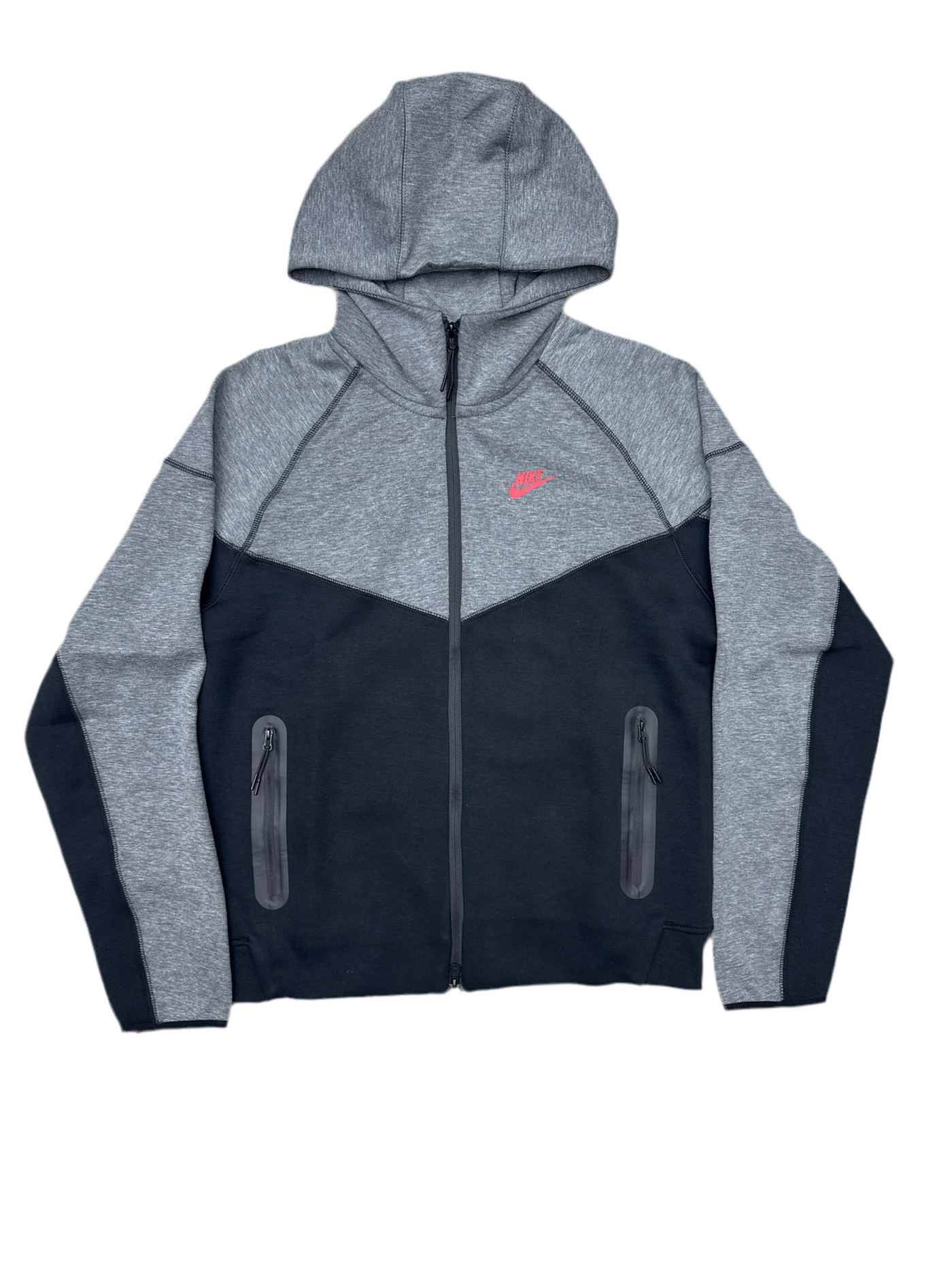 Nike Tech Fleece Grey Black Red Hoodie