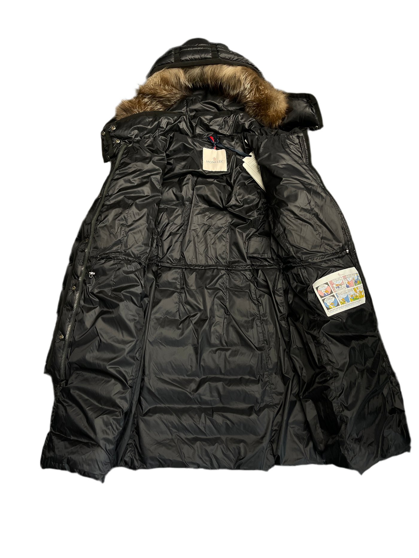 Moncler Womens Hermifur Giubotto Hooded Puffer Black