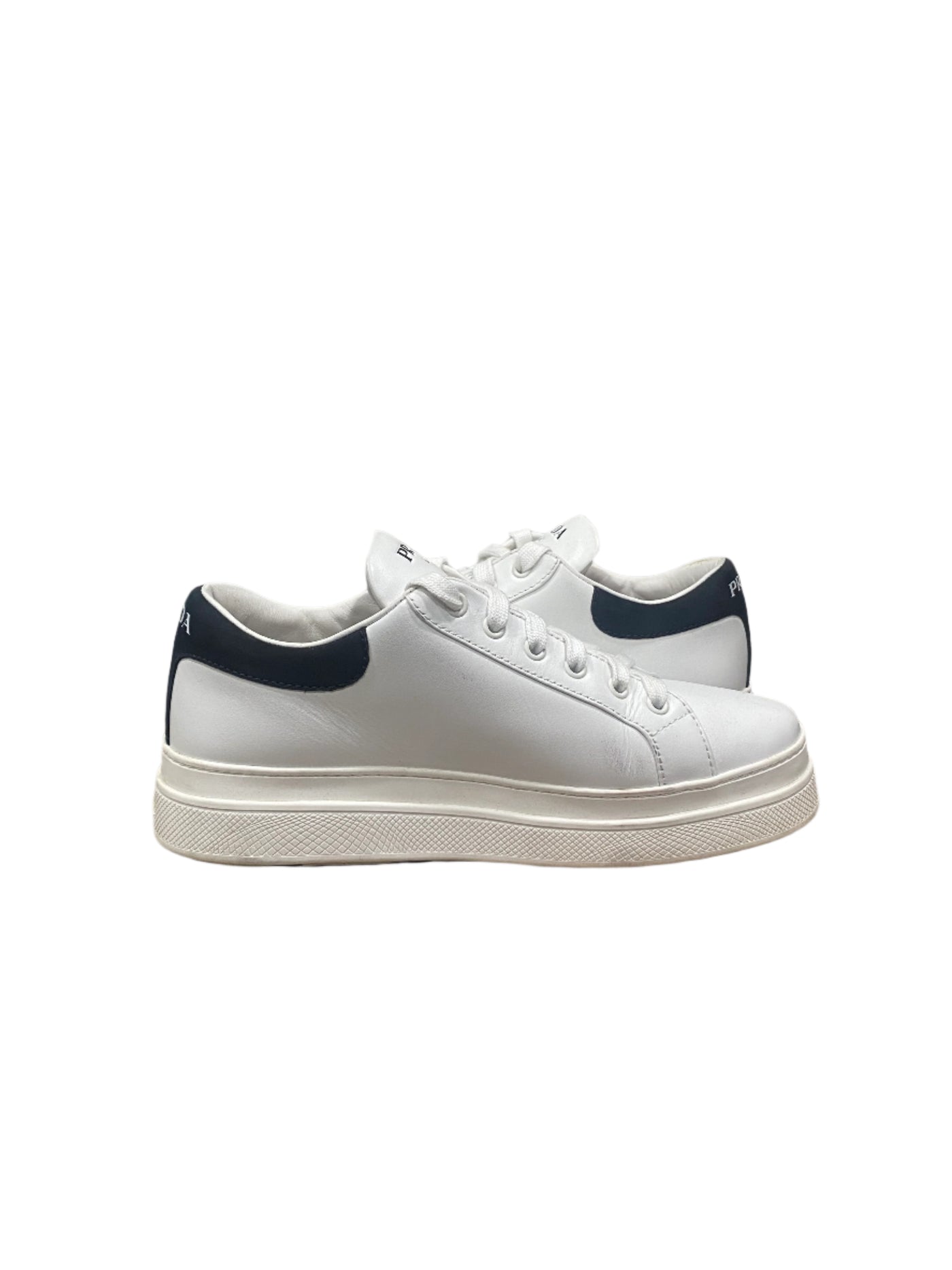 Prada Leather Trainers Blanco Nero