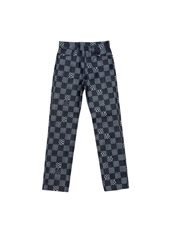 Louis Vuitton Distorted Damier Print Jeans