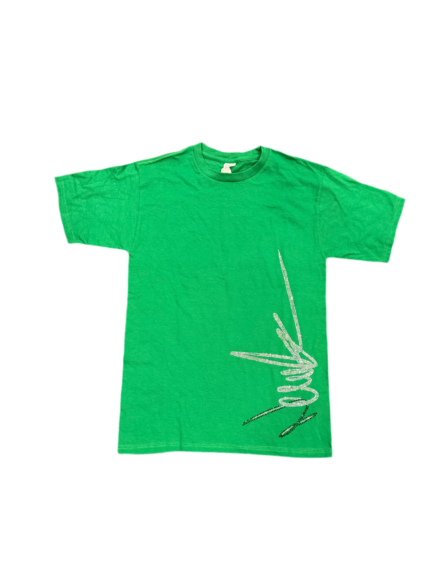 NewYrrk Green T-shirt Side Logo w/ White Green Crystal