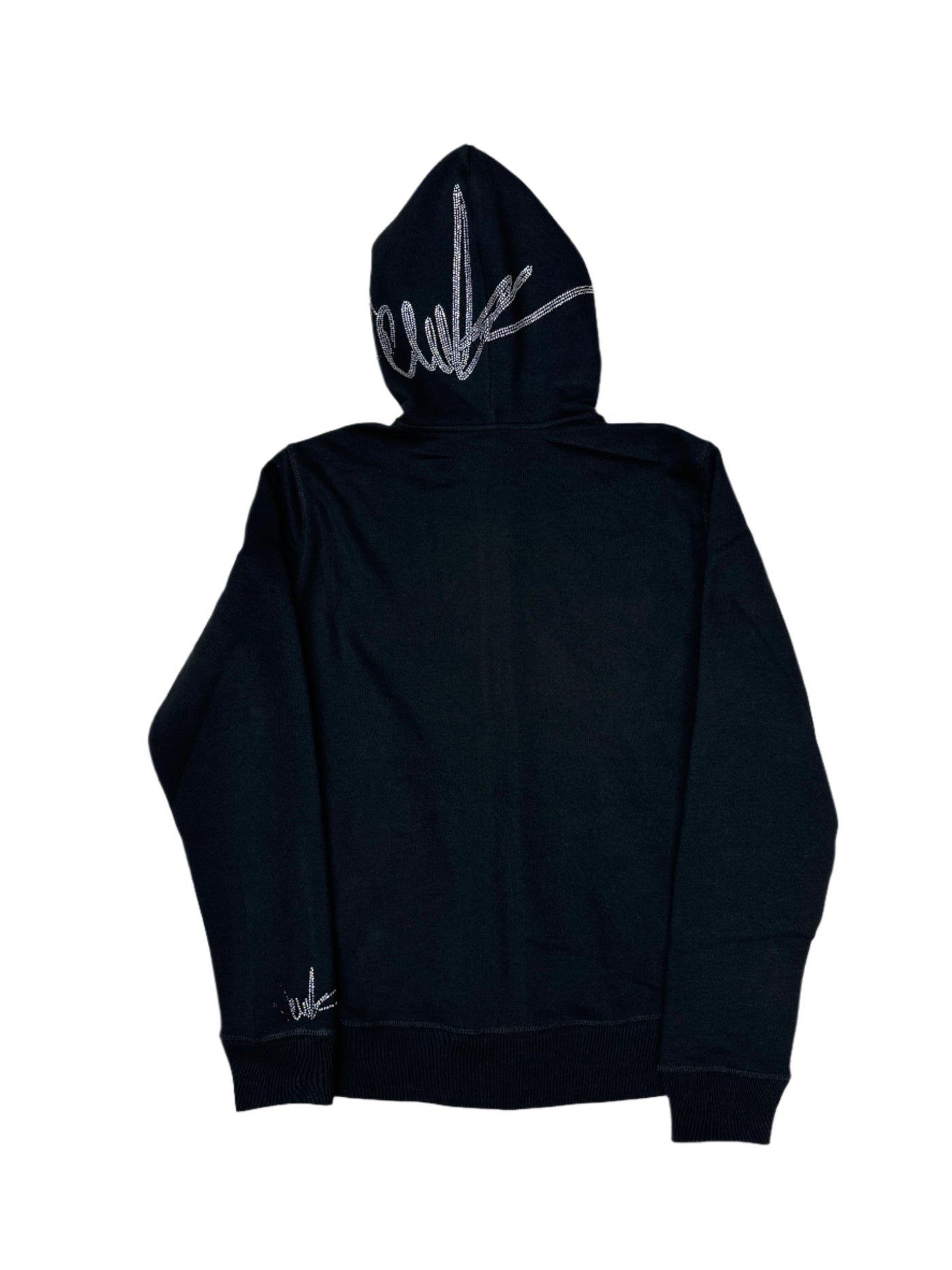 New Yrrk Black Zip-Up Hoodie w/ Burgundy White Crystals