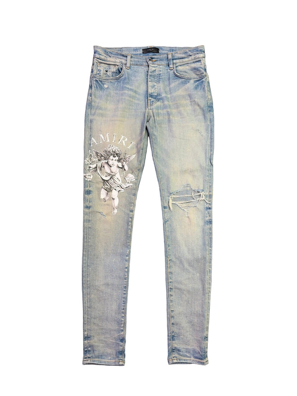 Amiri Cherub Distressed Jeans Light Blue Wash