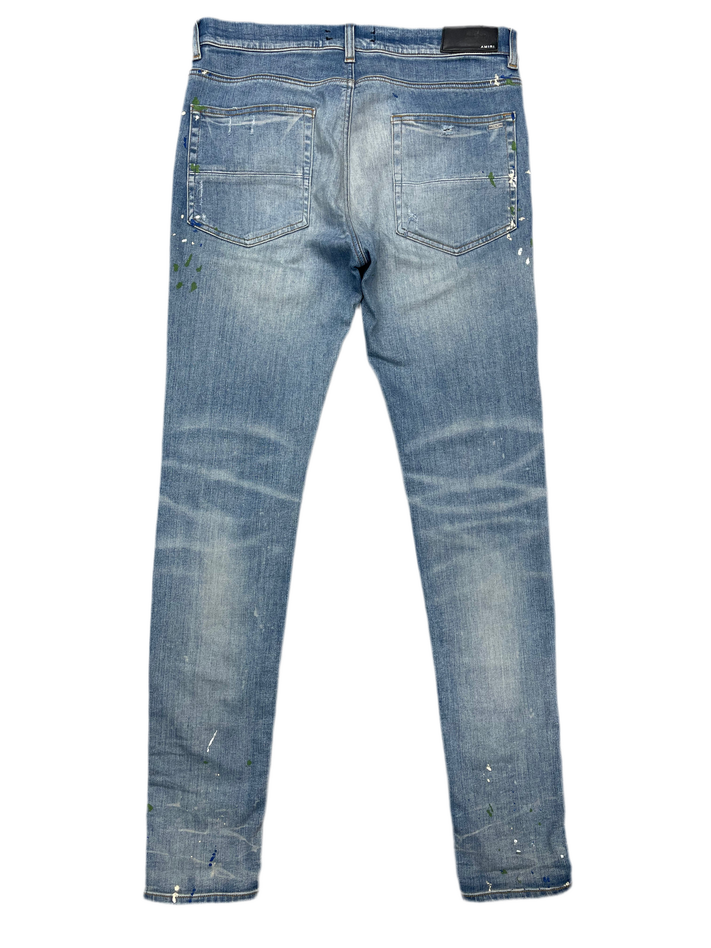 AMIRI MX1 Denim Paint Splatter Patch Jeans Indigo