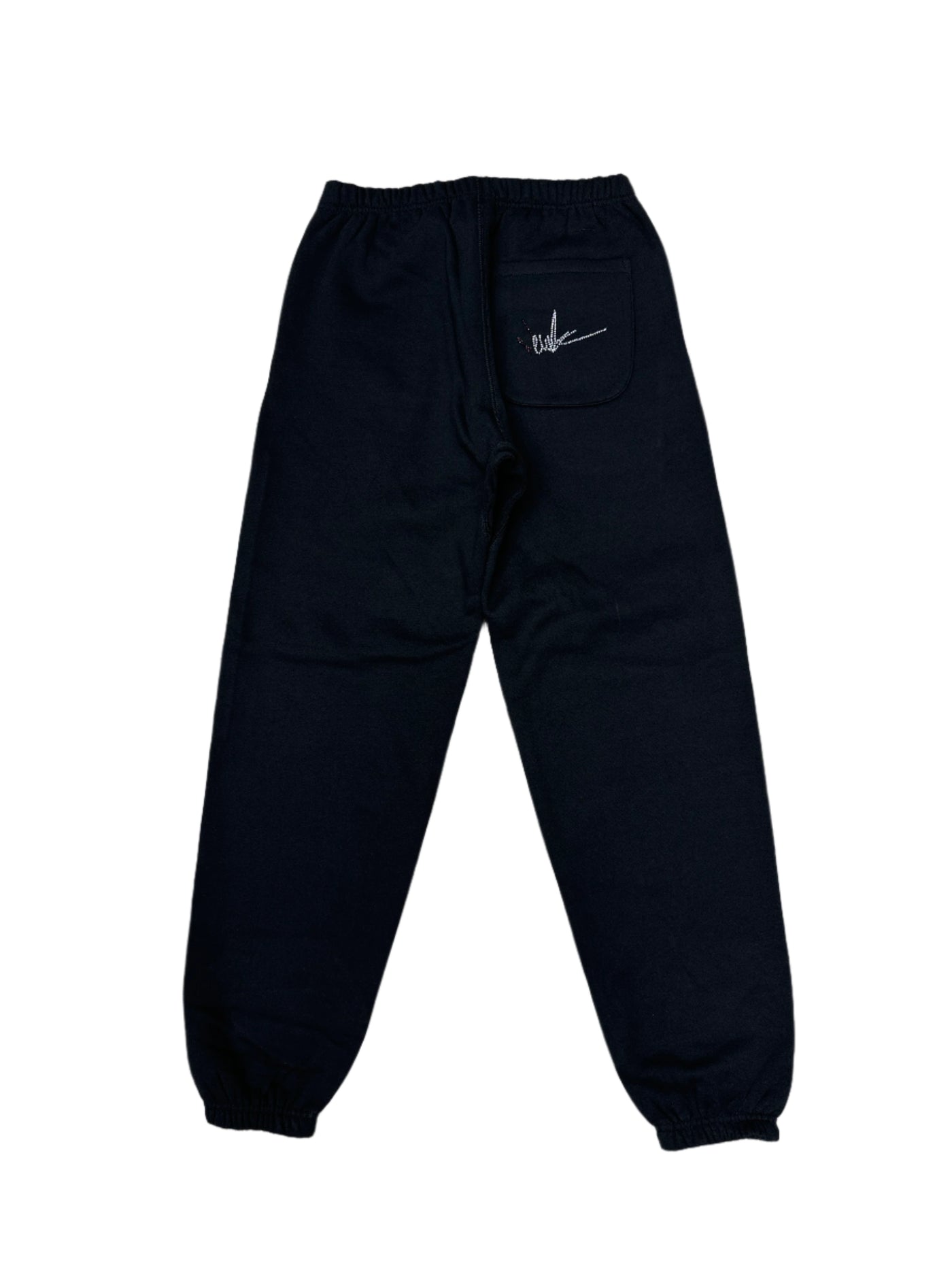 NewYrrk Black Sweatpants Side Logo w/ Burgundy White Crystals