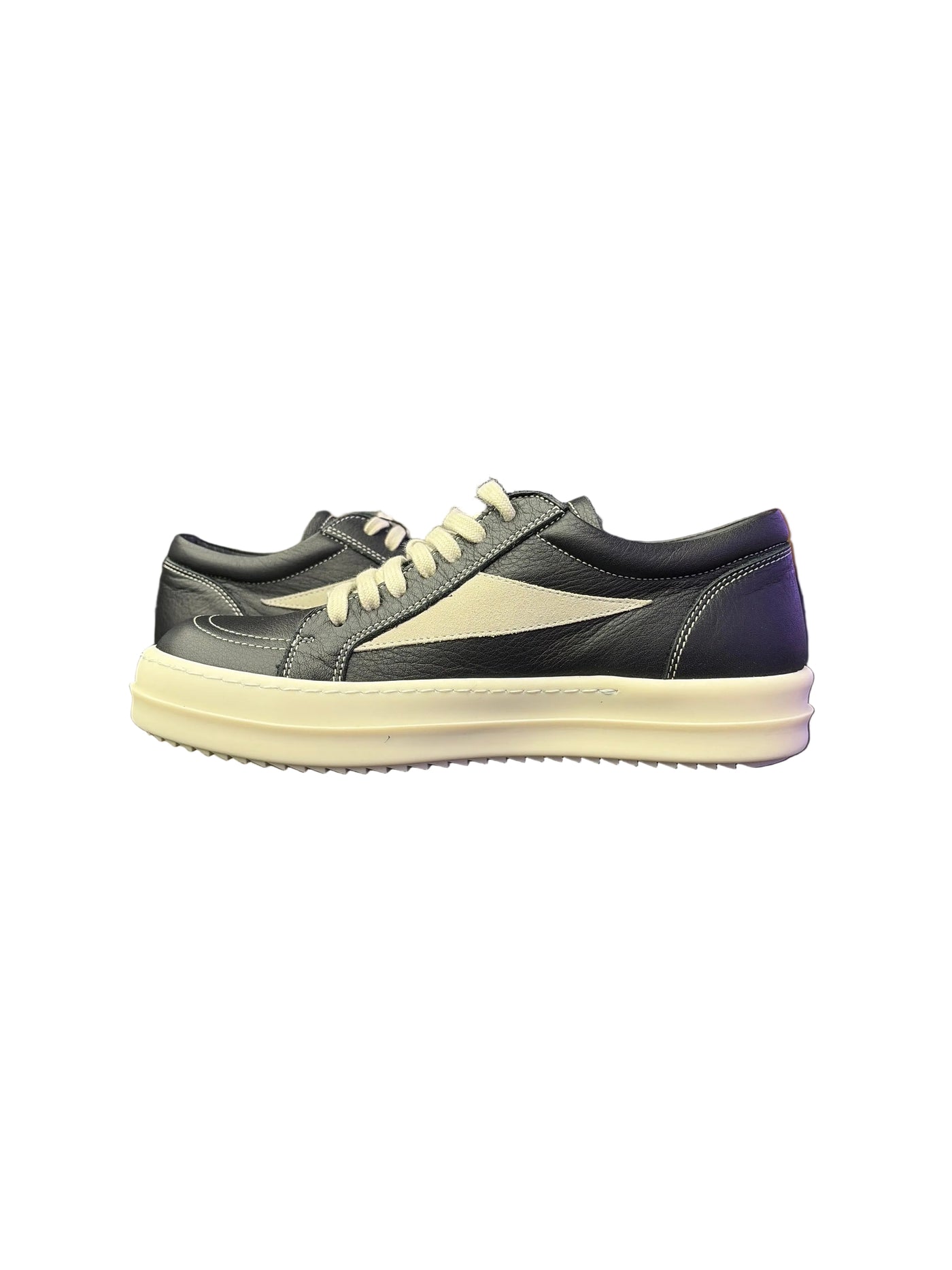 Rick Owens Hollywood Vintage Low Leather Sneakers Black Milk