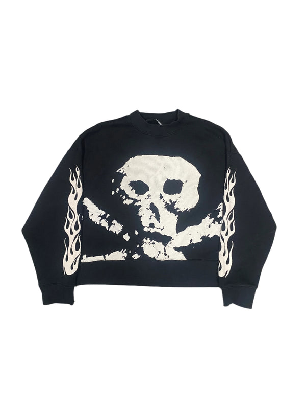 Palm Angels Skull And Flames Crew Sweatshirt