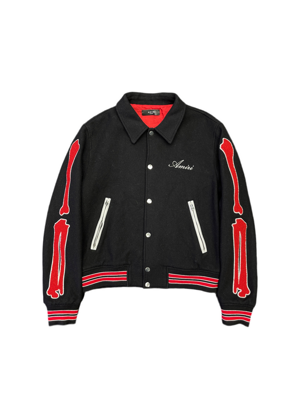 Amiri Bones Varsity Jacket Black Red