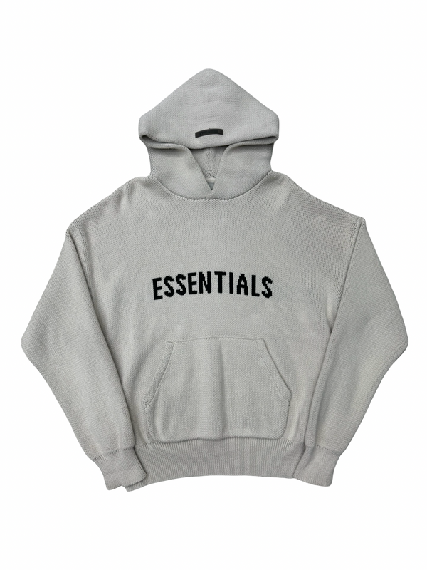 Essentials Knitted Pullover Hoodie Dark Heather