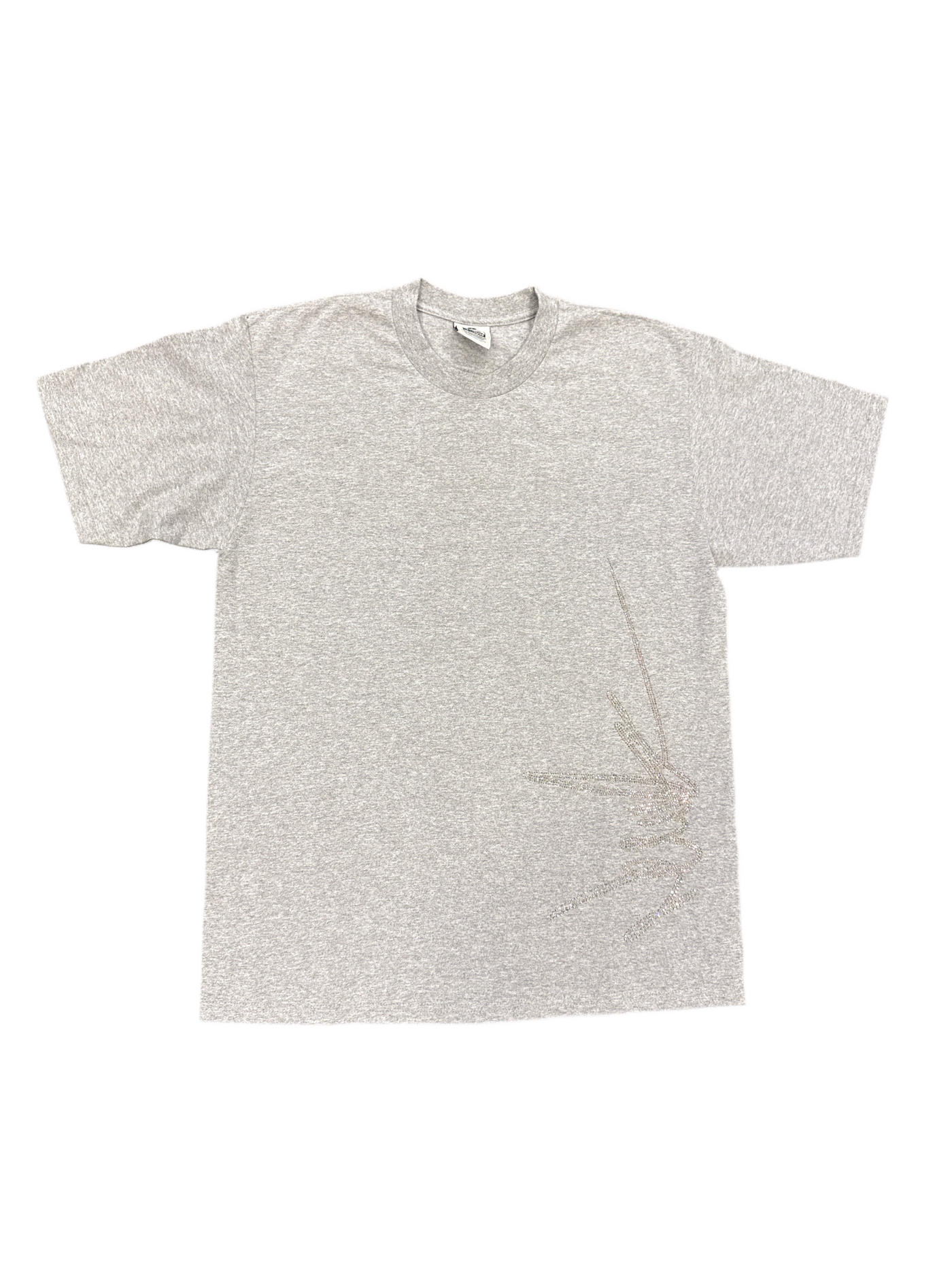 New Yrrk Grey T-shirt Side Logo w/ Iridescent Rainbow Crystal