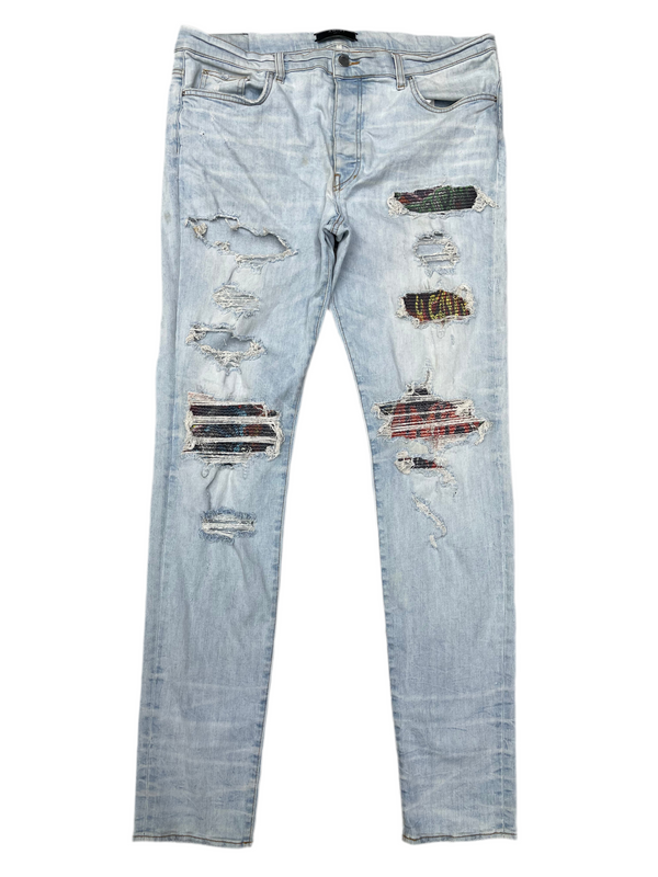 AMIRI MX1 Animal Print Patch Jeans Light Indigo