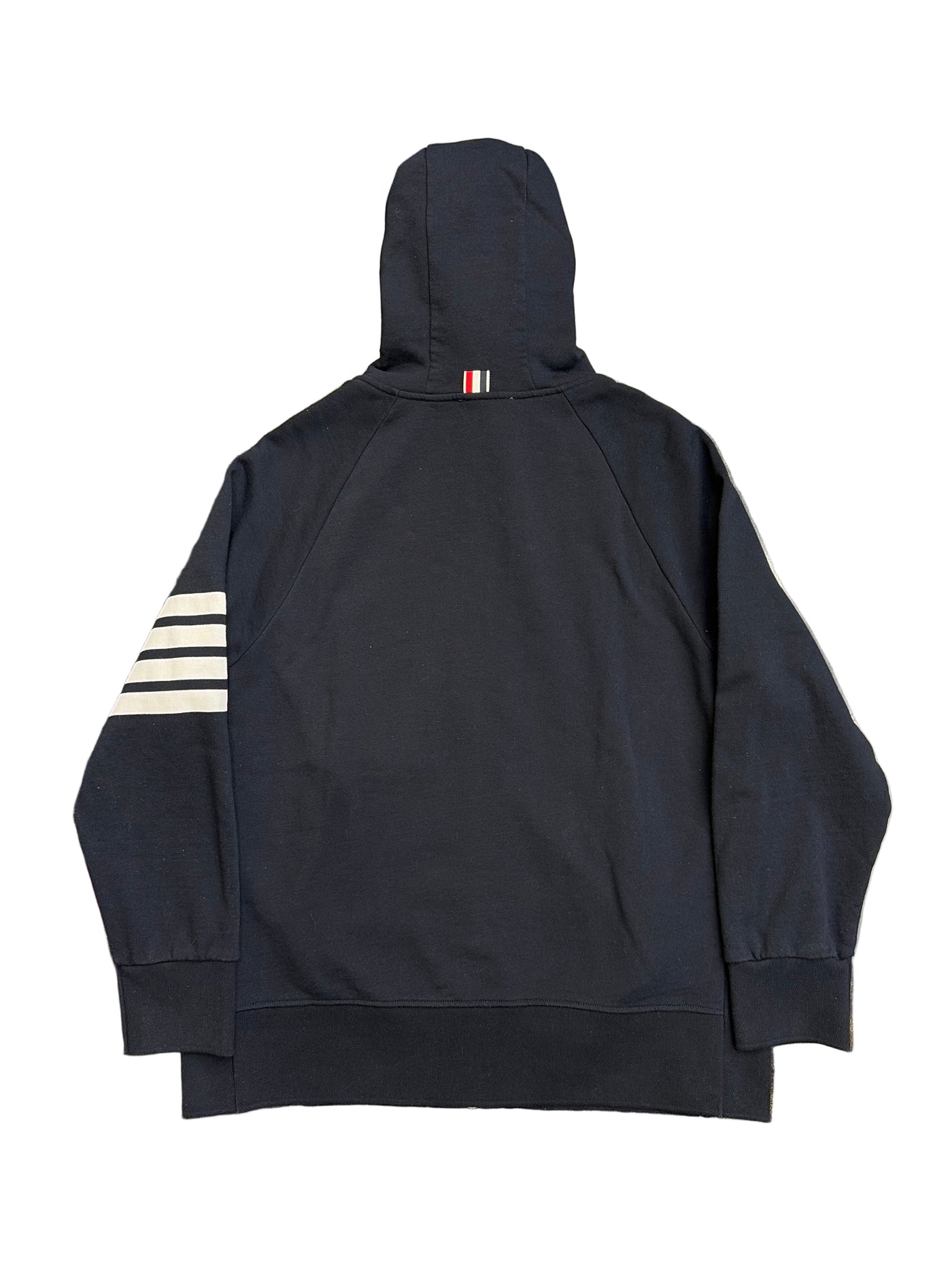 Thom Browne Loopback Full-Zip Striped Hoodie Navy