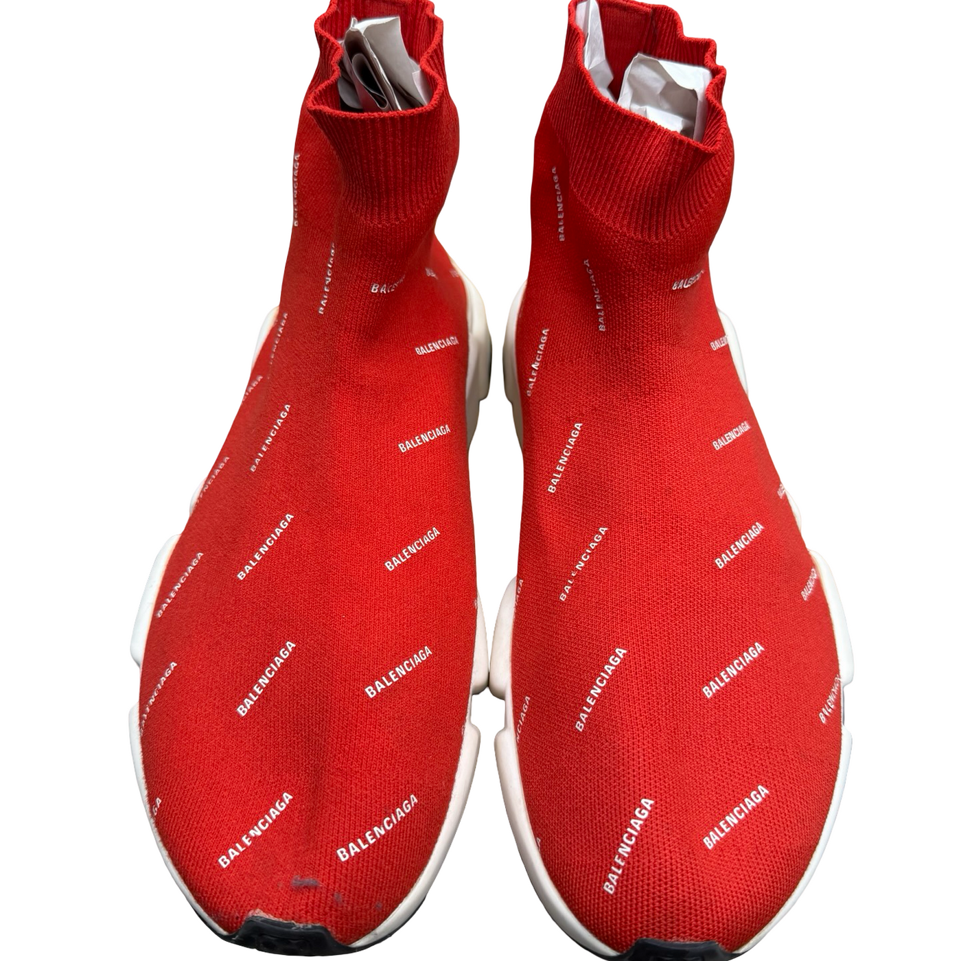 Balenciaga Speed Trainer Logo Print Red White