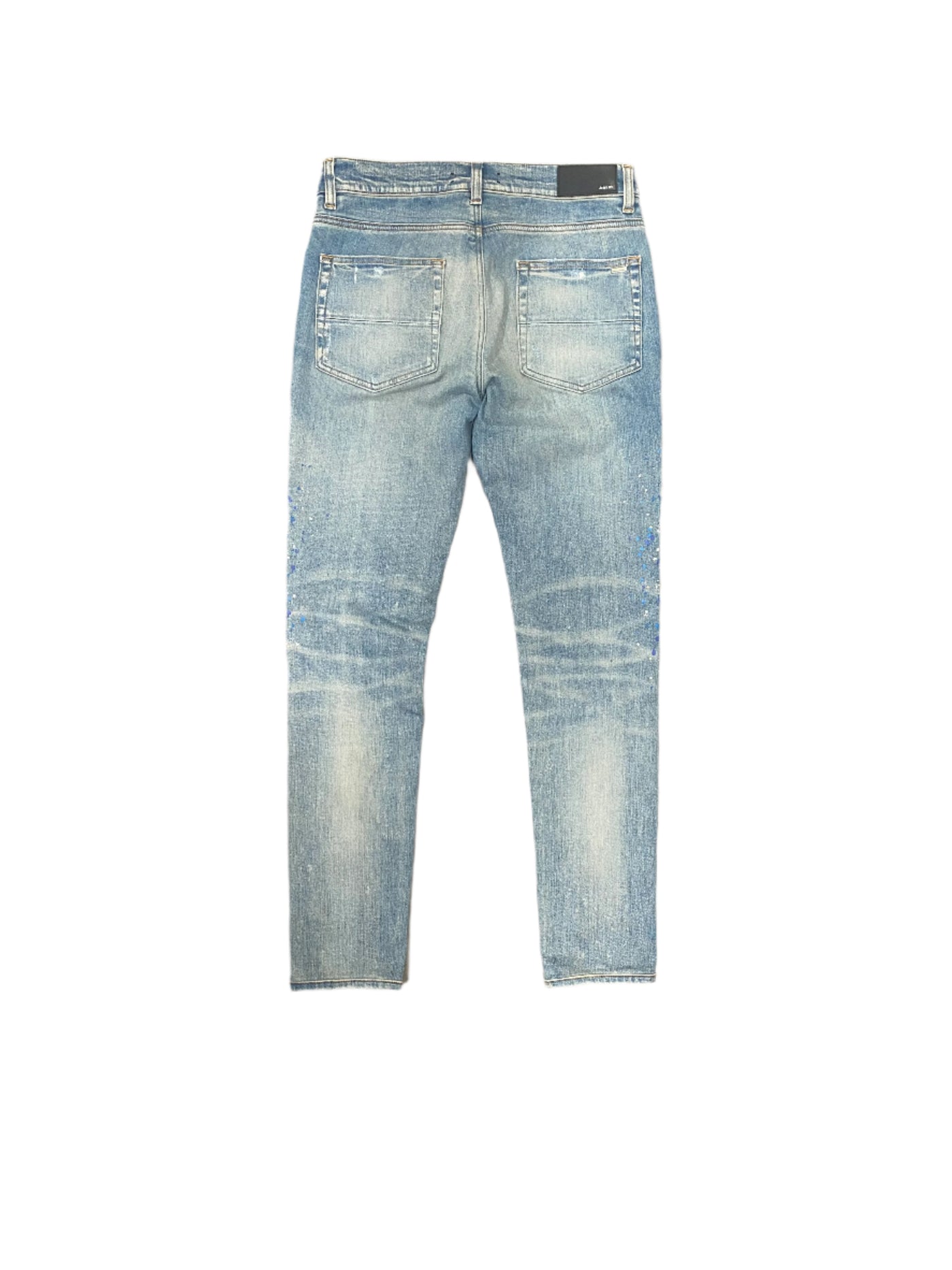 Amiri Crystal Painter Skinny Jeans Crystals Splatter Indigo Clay
