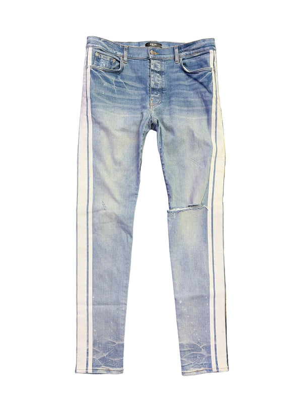 Amiri Flocked Track Jeans Clay Indigo