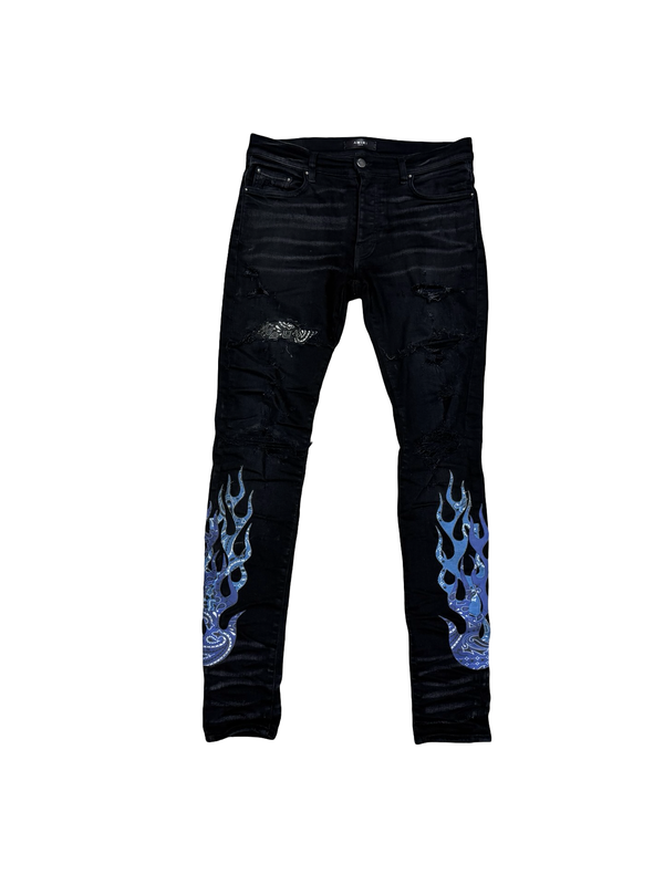 Amiri Bandana Flame Jeans Aged Black/Blue