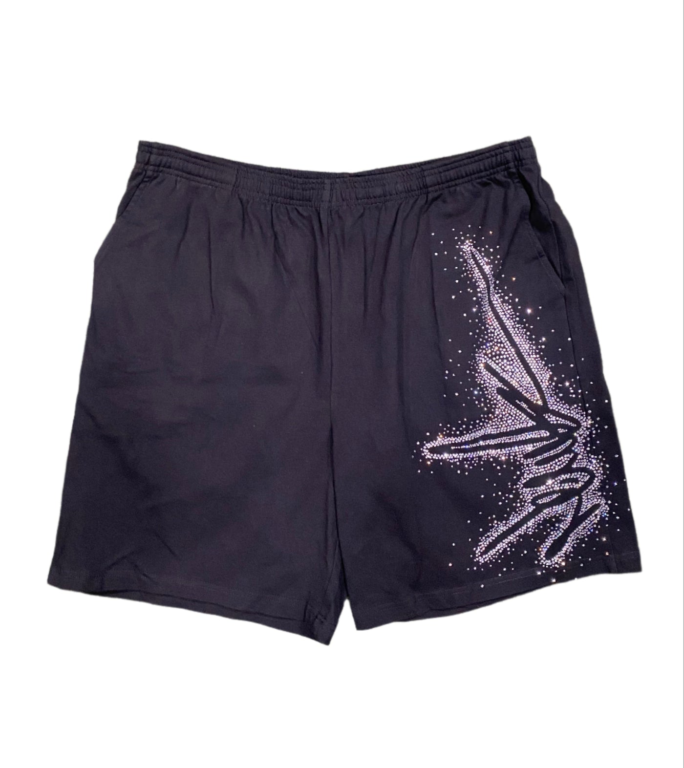 NewYrrk Black Cotton Shorts Side Logo w/ Crystal White