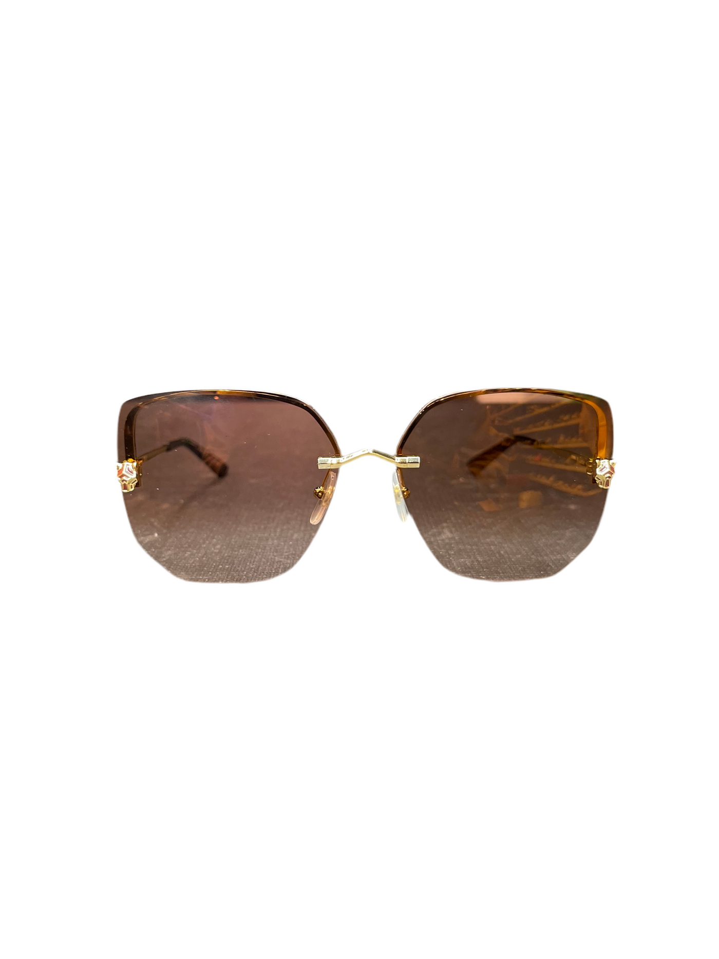 Cartier Panthere Light 24K Gold Plated Square Sunglasses Pink Gradient