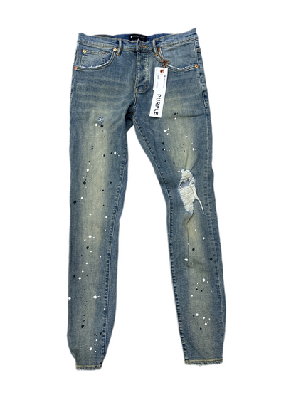 Purple Denim Paint Splatter Jeans