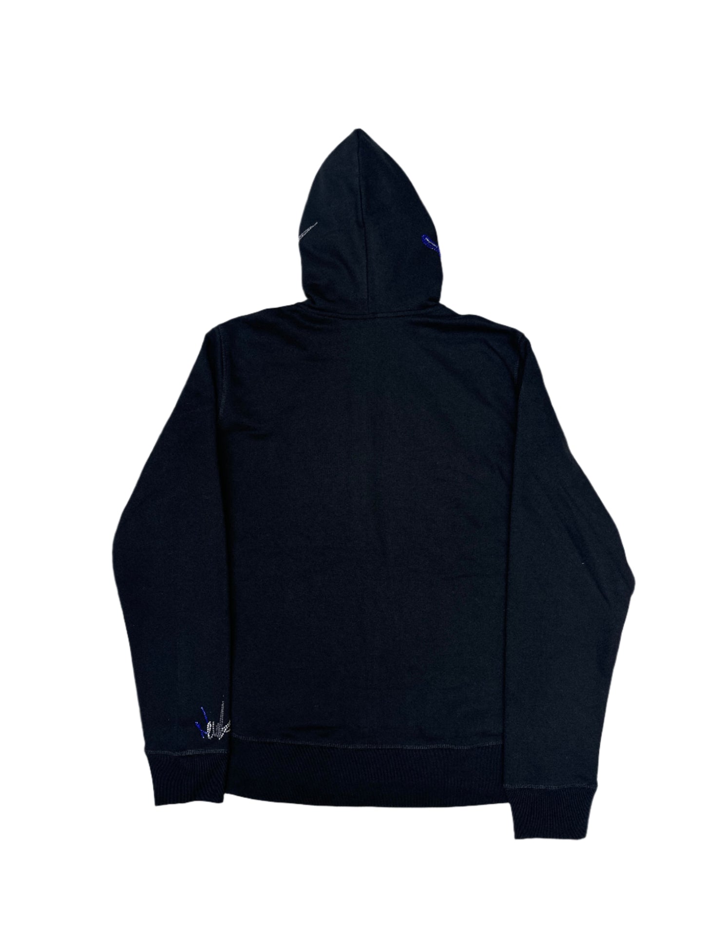 NewYrrk Black Zip-Up Hoodie w/ Blue White Crystals
