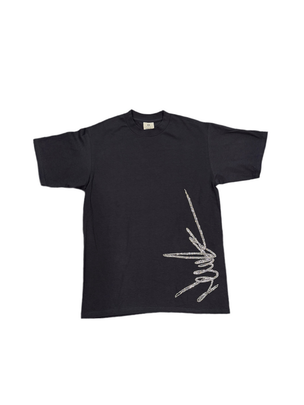 NewYrrk Navy T-shirt Side Logo w/ White Crystal