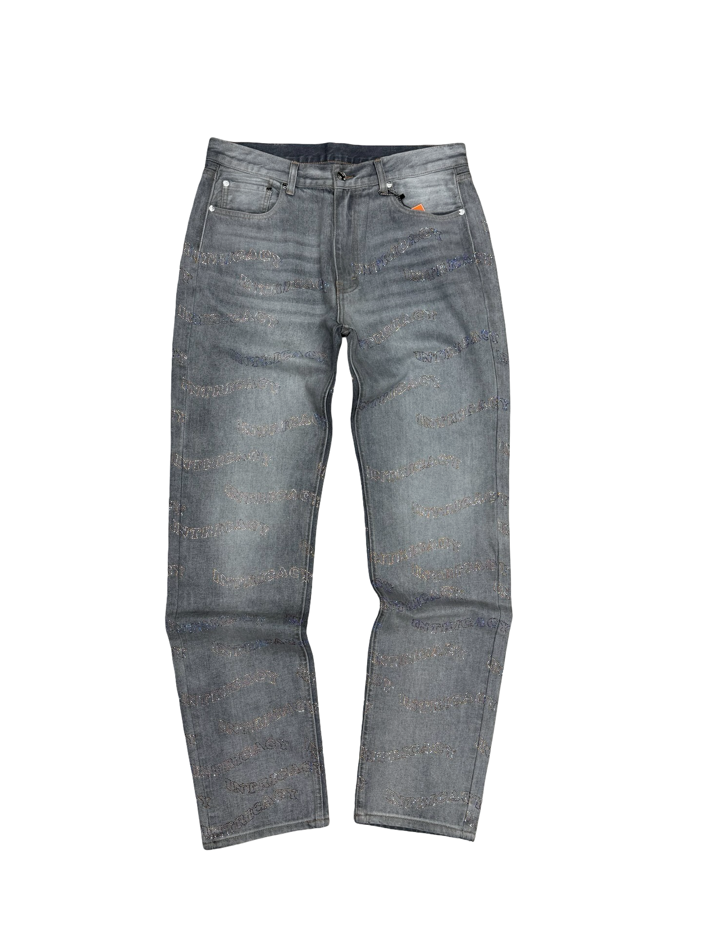Lost Intricacy Grey Rhinestone Denim Jeans
