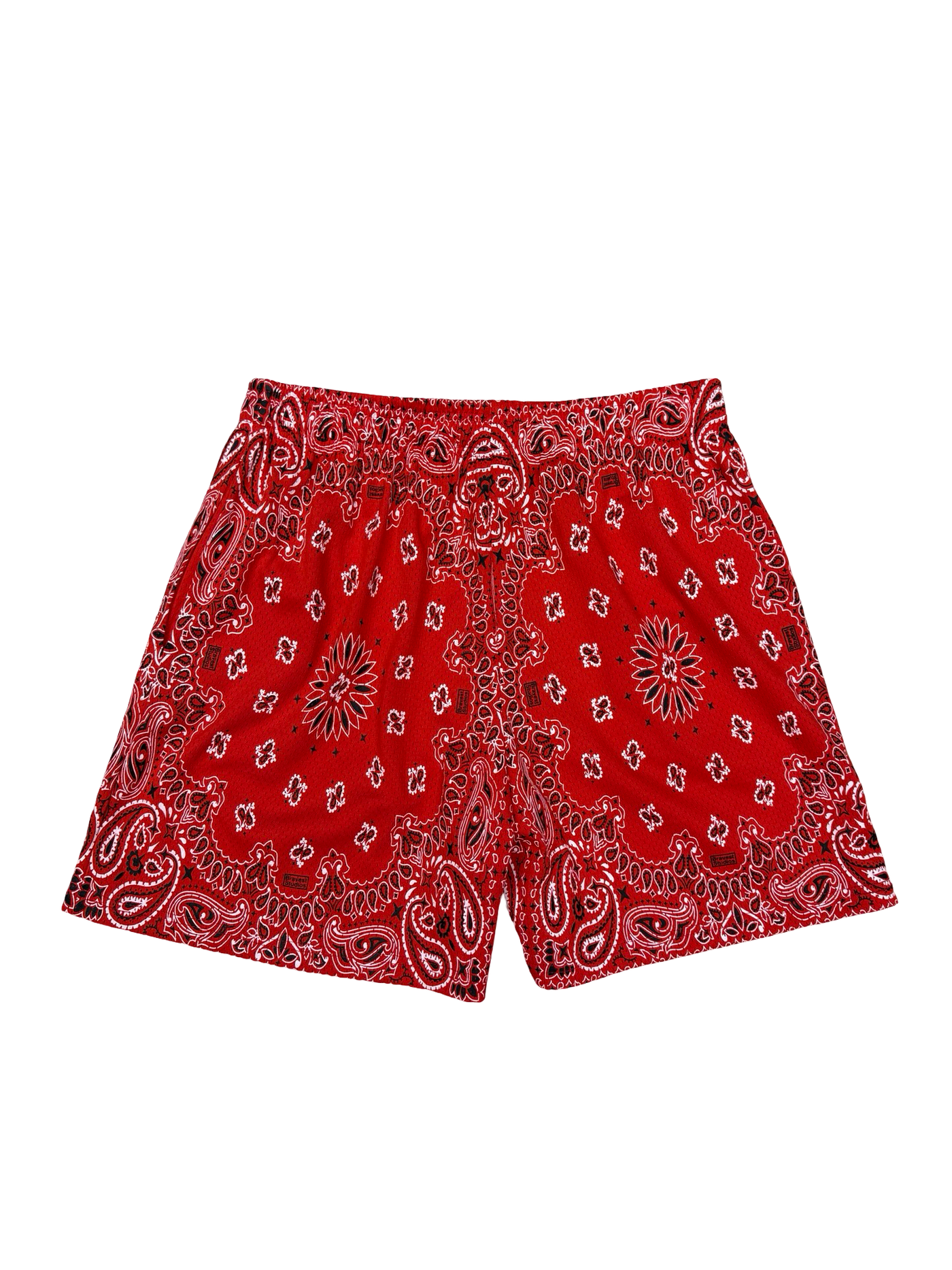 Bravest Studios Screenprinted Paisley Two-Tone Red Shorts
