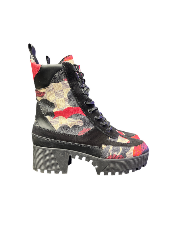 LV Suede Damier Azur Overcloud Platform Desert Boots